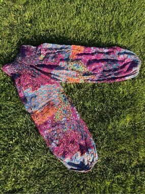 Multicolor Boho Festival Harem Pants | S